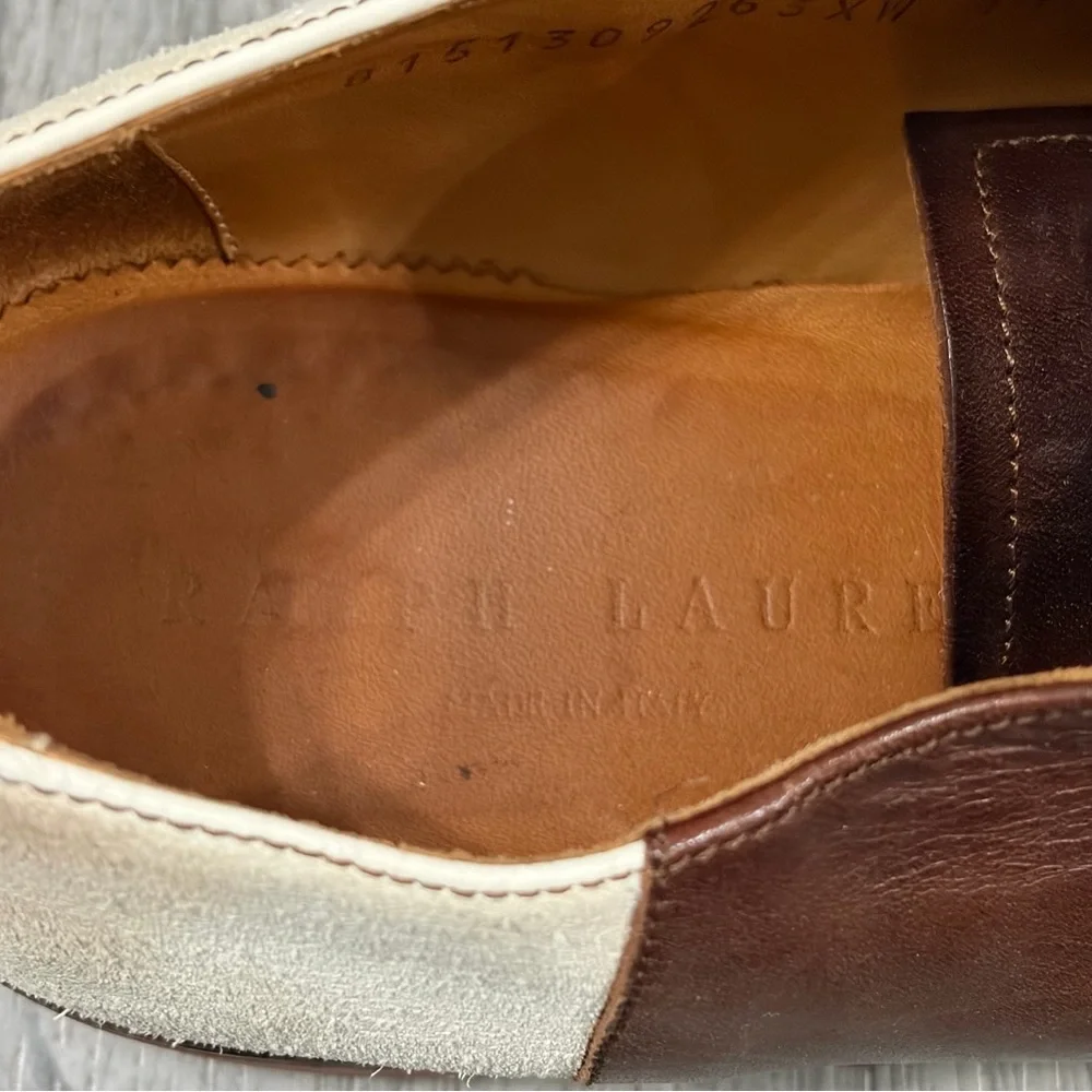 RALPH LAUREN Saddle Classic Two-Tone Men's Shoes Made in Italy Sz 11D